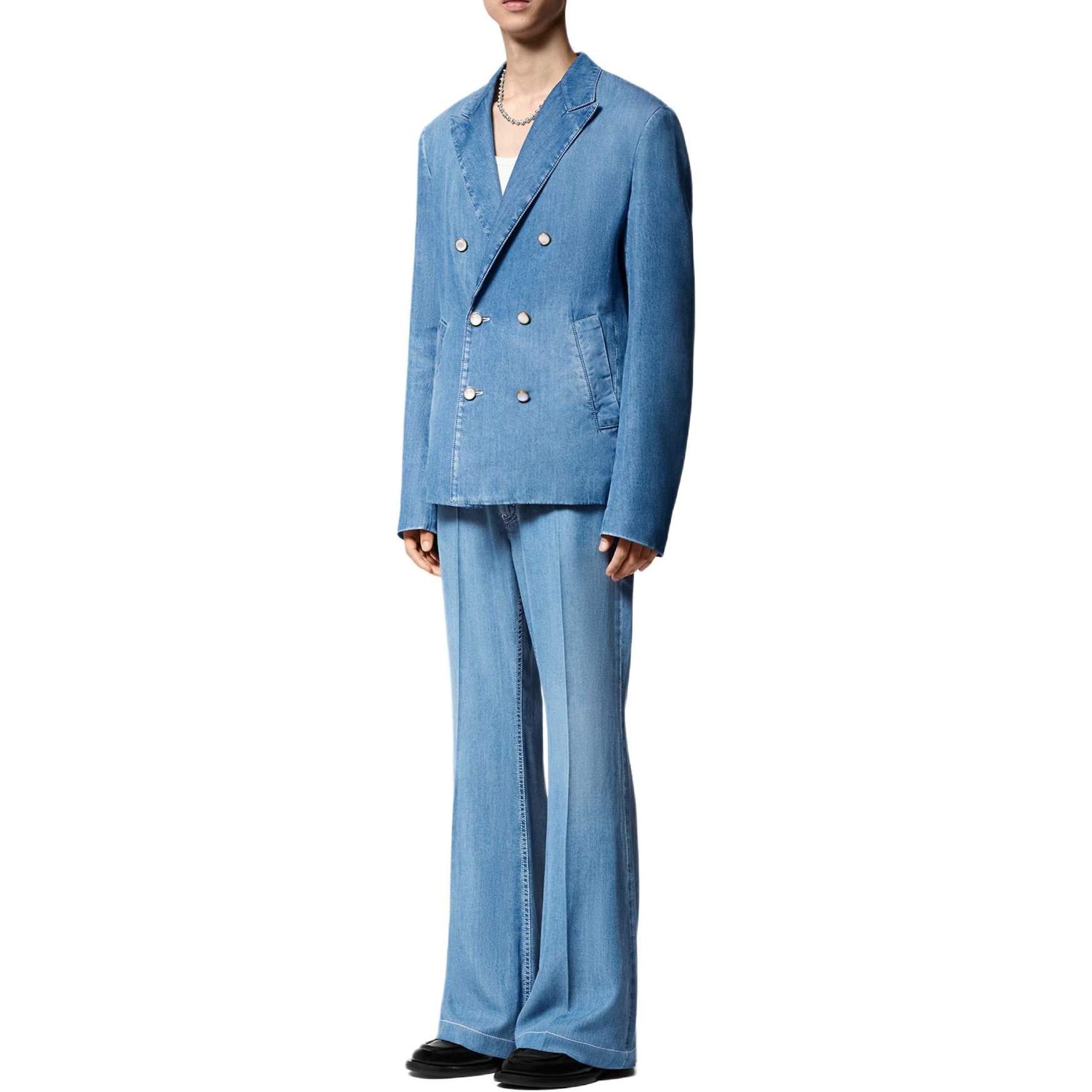 LOUIS VUITTON SS24  Blue Solid Double-Breasted Notch Lapel Jacket. 1AFQKM 圖 3