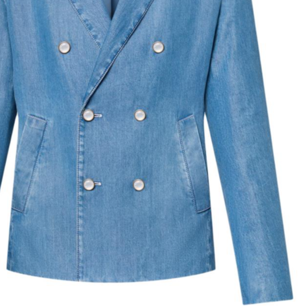 LOUIS VUITTON SS24  Blue Solid Double-Breasted Notch Lapel Jacket. 1AFQKM 圖 7