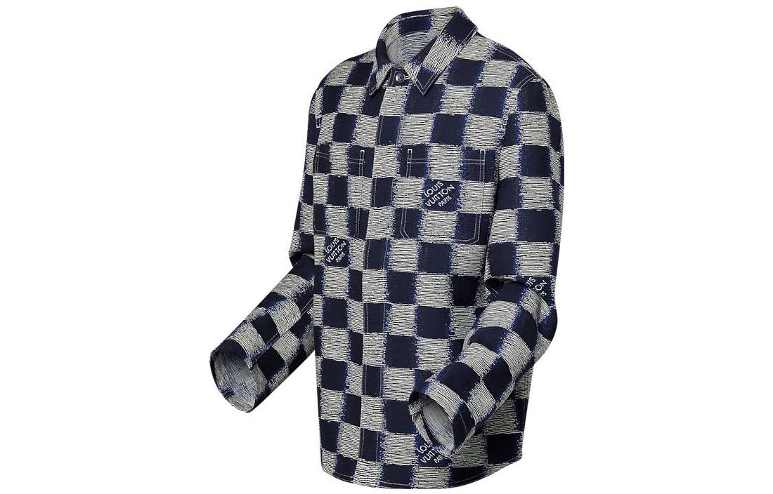 Shop LOUIS VUITTON SS24 Chaqueta Casual de Manga Larga con Cuadros Grises. 1AFAUP