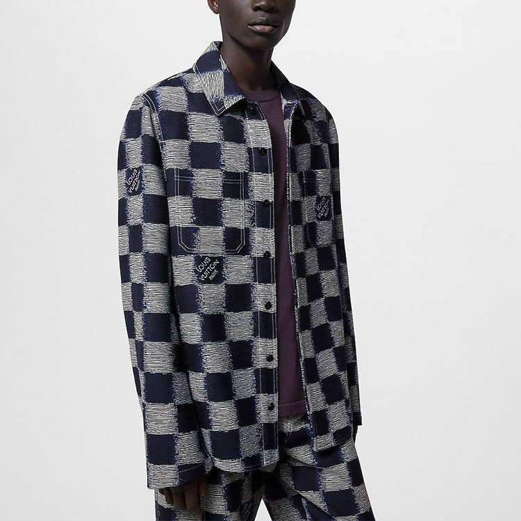 Details for LOUIS VUITTON SS24 Chaqueta Casual de Manga Larga con Cuadros Grises. 1AFAUP