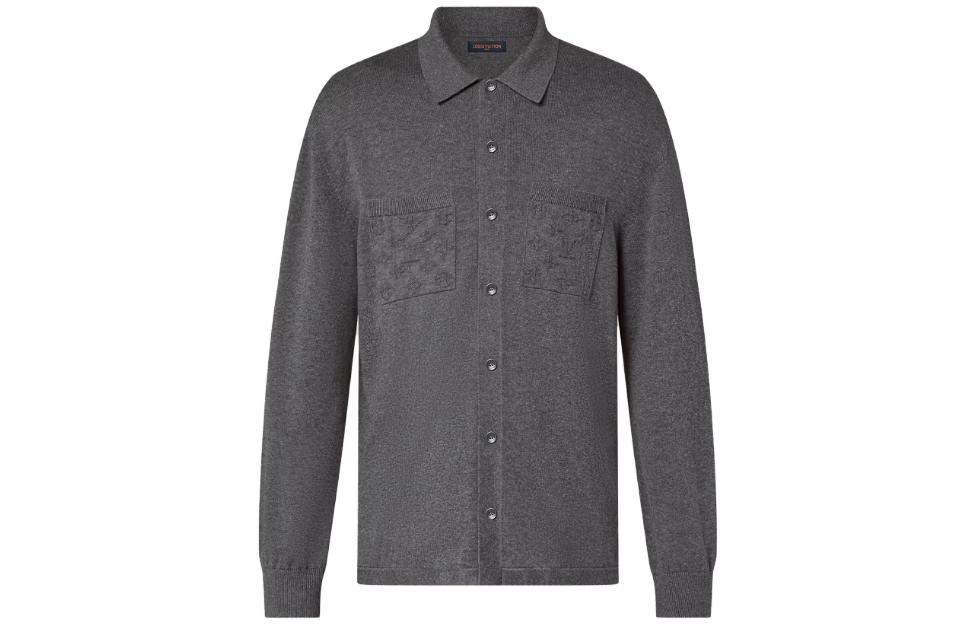 Buy LOUIS VUITTON SS24  Grey Knit Sweater with Logo Jacquard Design 1AFANI