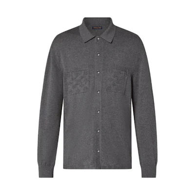 LOUIS VUITTON SS24 Grey Knit Sweater with Logo Jacquard Design 1AFANI