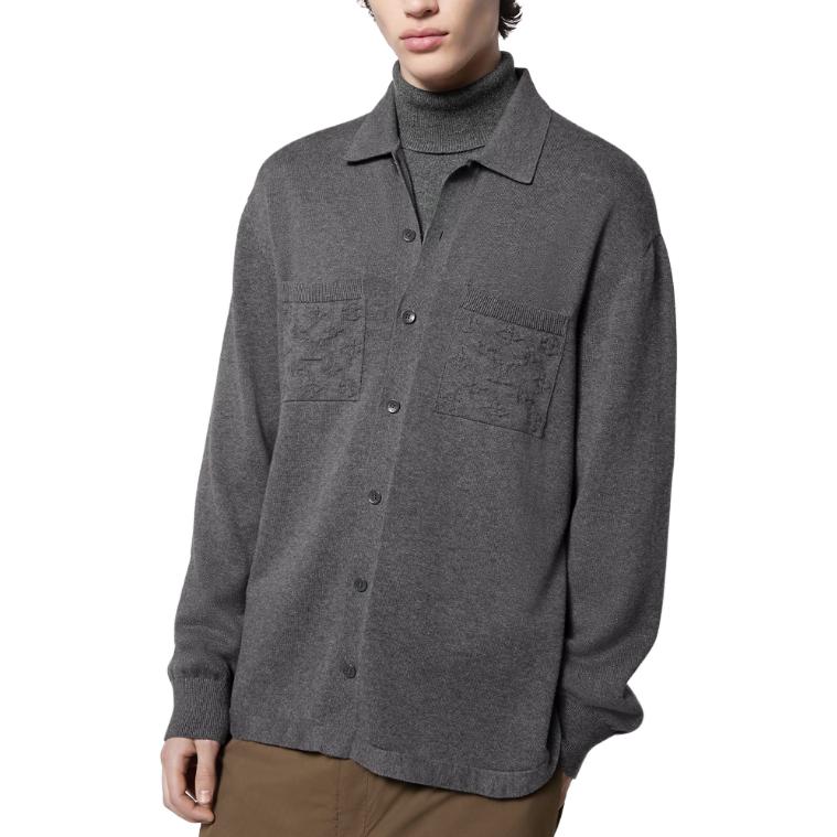 Lookbook LOUIS VUITTON SS24  Grey Knit Sweater with Logo Jacquard Design 1AFANI
