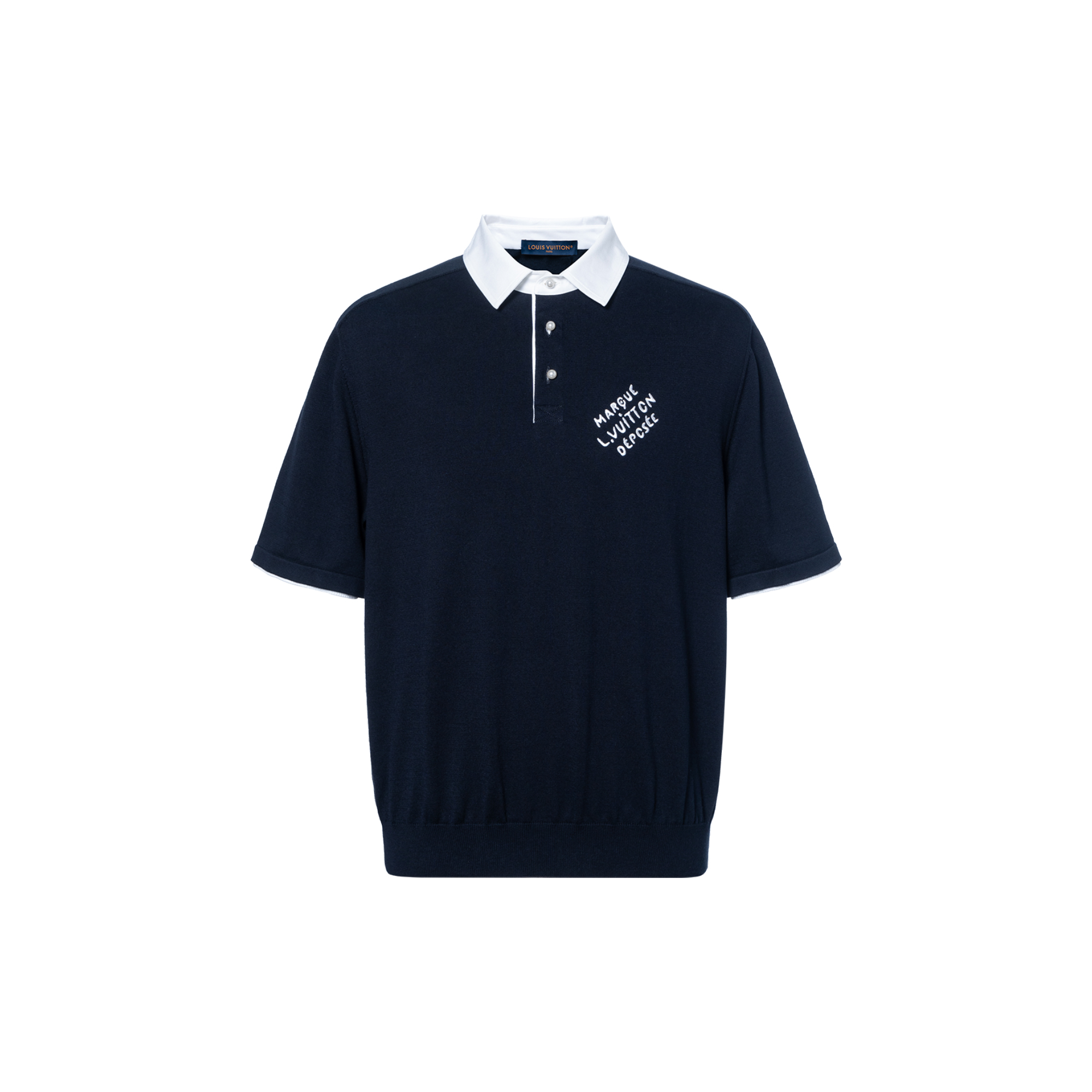 Order LOUIS VUITTON SS24  Navy Polo Shirt with Embroidered Logo Buttons. 1AFQQJ