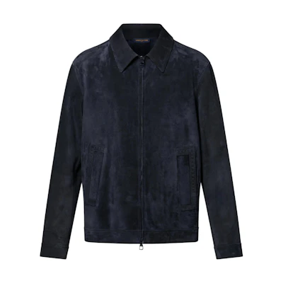 LOUIS VUITTON SS24 Navy Zip-Up Collar Jacket with Side Pockets. 1AFJPY