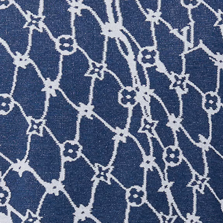 LOUIS VUITTON SS24  Ribbed Crewneck T-Shirt Navy Blue Mesh Print. 1AFQQR 圖 5