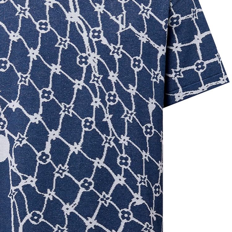 LOUIS VUITTON SS24  Ribbed Crewneck T-Shirt Navy Blue Mesh Print. 1AFQQR 圖 6