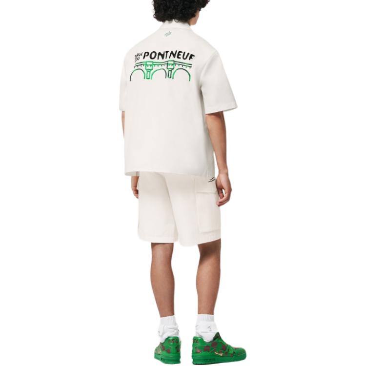 Purchase LOUIS VUITTON SS24 Kemeja Kasual Lengan Pendek Putih Sulaman Bunga. 1AFJDJ