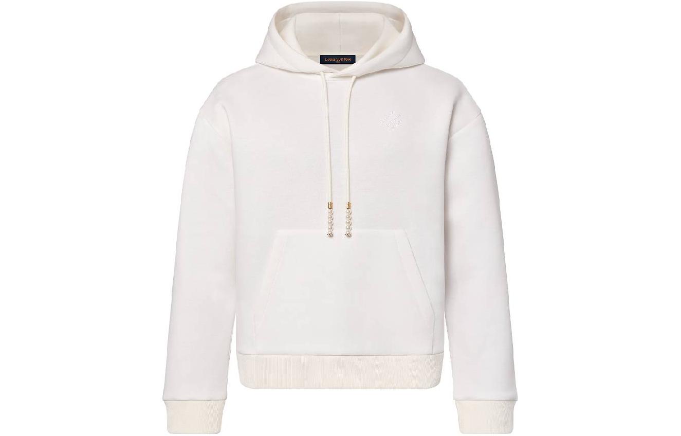 LOUIS VUITTON SS24  White Hoodie with Logo Embroidery. 1AFJH1