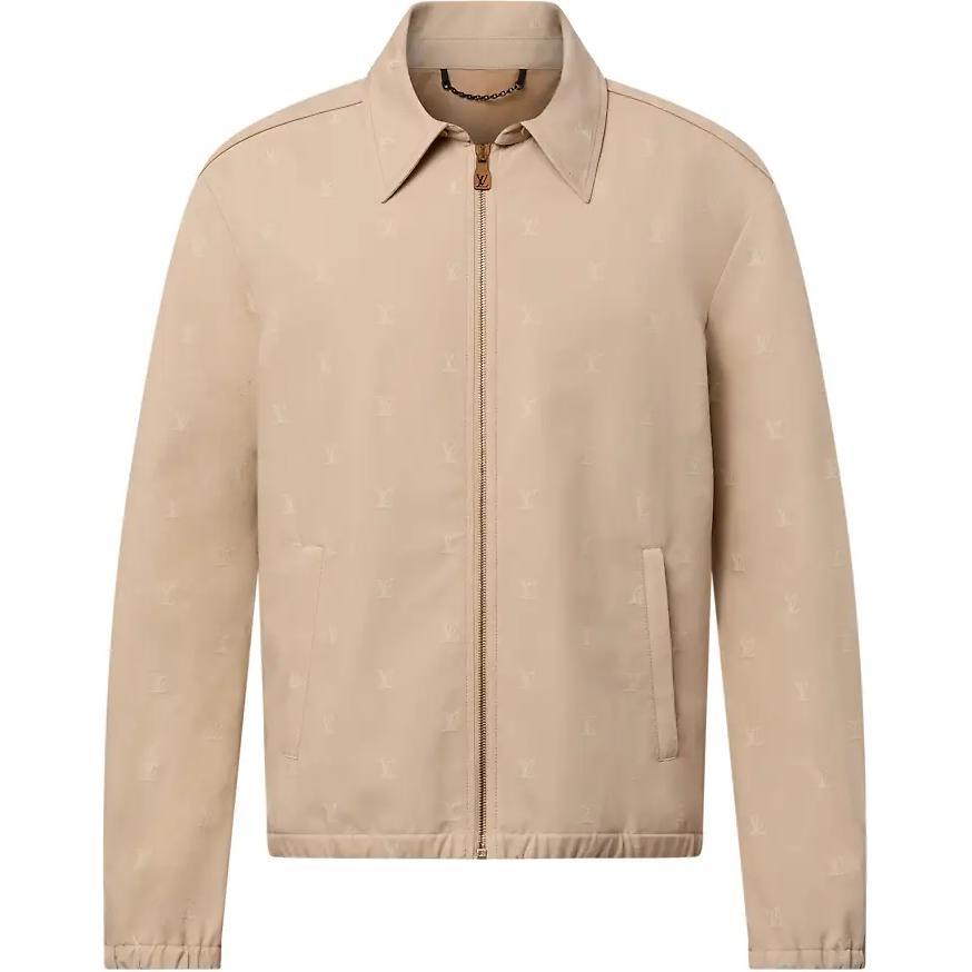 Louis Vuitton SS24 Beige Logo Print Zip-Up Long Sleeve Jacket 1AFQEB
