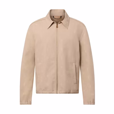 Louis Vuitton SS24 Beige Logo Print Zip-Up Long Sleeve Jacket 1AFQEB