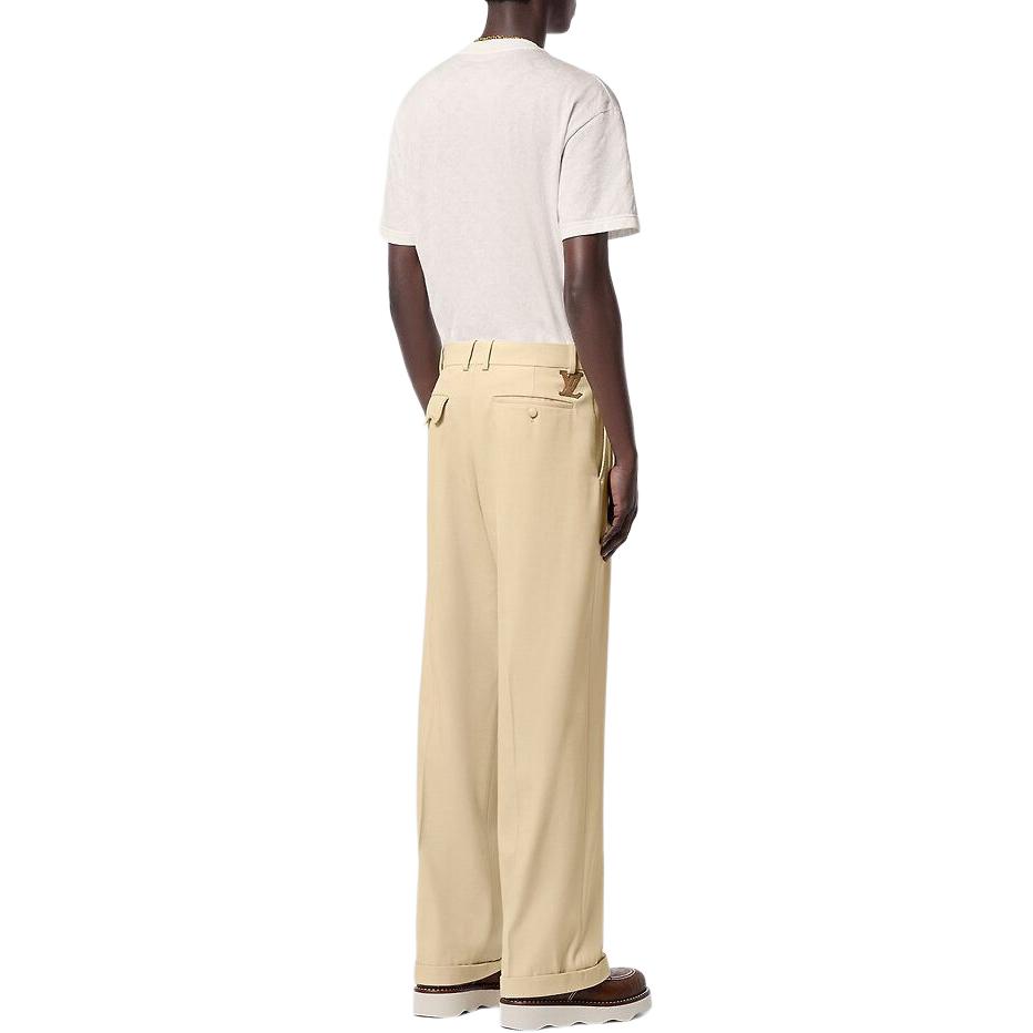 Shop LOUIS VUITTON SS24 Beige Mid-Rise Button Loose Casual Pants for Men. 1AFRE0