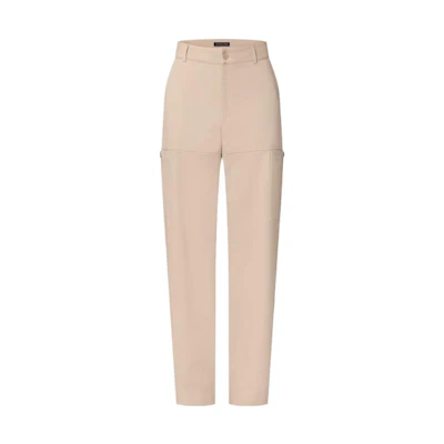 LOUIS VUITTON SS24 Beige Straight-Leg Cargo Pants with Logo Flocking . 1AFBVZ