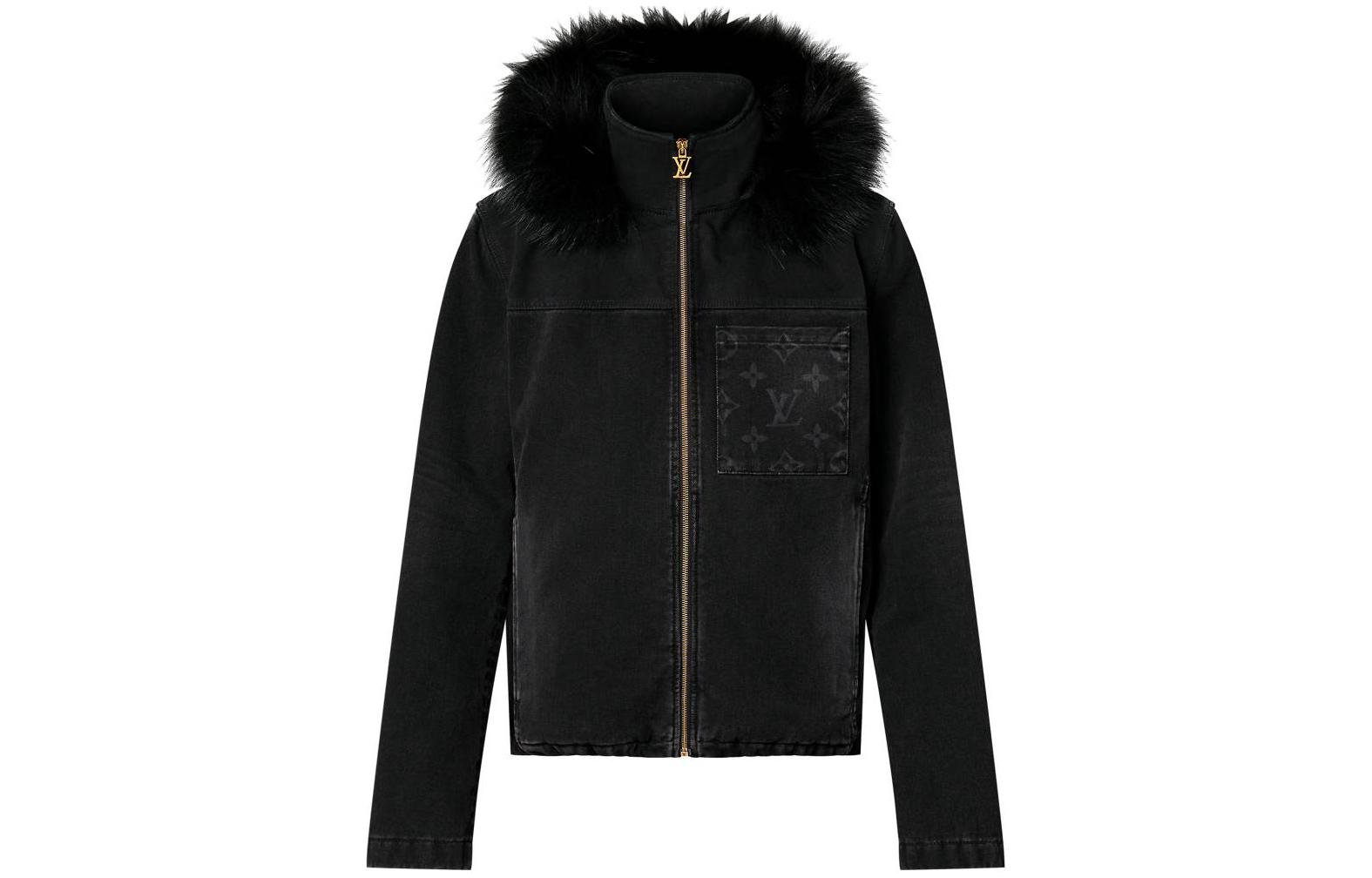 Louis Vuitton SS24 Black Hoodie Jacket with Logo Print 1AF768