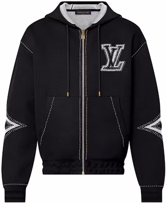 LOUIS VUITTON SS24 Jaket Hoodie Hitam Zip-Up dengan Logo Jacquard 1AFXKV Buy LOUIS VUITTON SS24 Jaket Hoodie Hitam Zip-Up dengan Logo Jacquard 1AFXKV