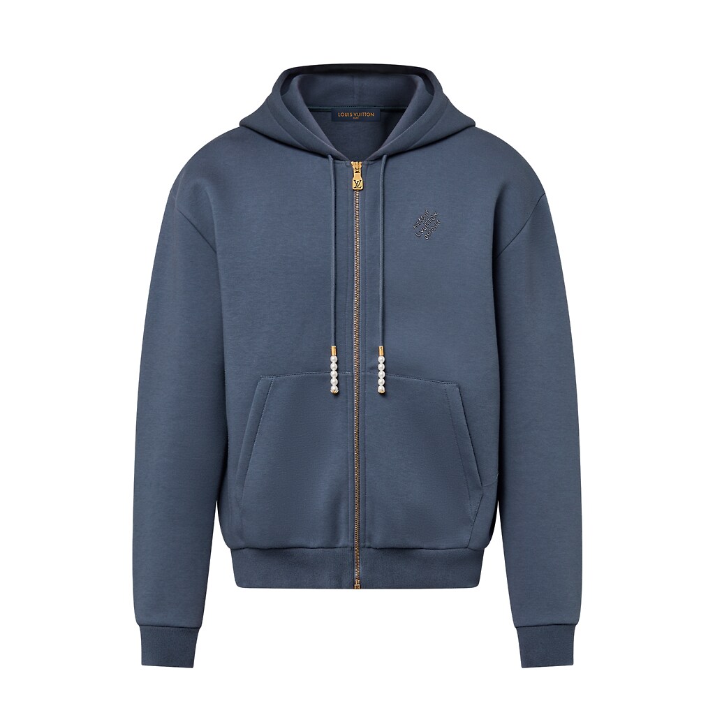 Louis Vuitton SS24 Blue Logo Beaded Casual Hoodie for Men 1AFRB1