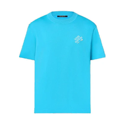 LOUIS VUITTON SS24 Blue Logo Embroidered Crewneck Casual T-Shirt 1ABIXT