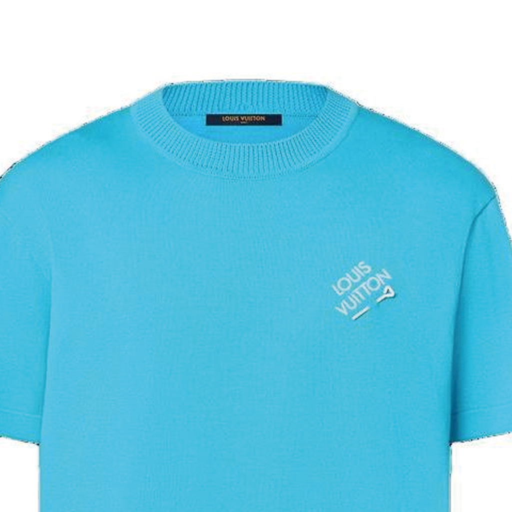 Cheap 路易威登SS24蓝色徽标刺绣圆领休闲T恤 1ABIXT