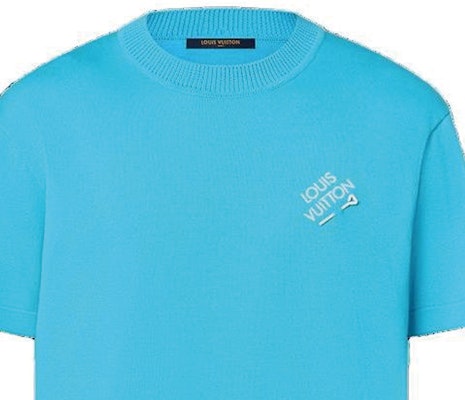 路易威登SS24蓝色徽标刺绣圆领休闲T恤 1ABIXT Cheap 路易威登SS24蓝色徽标刺绣圆领休闲T恤 1ABIXT