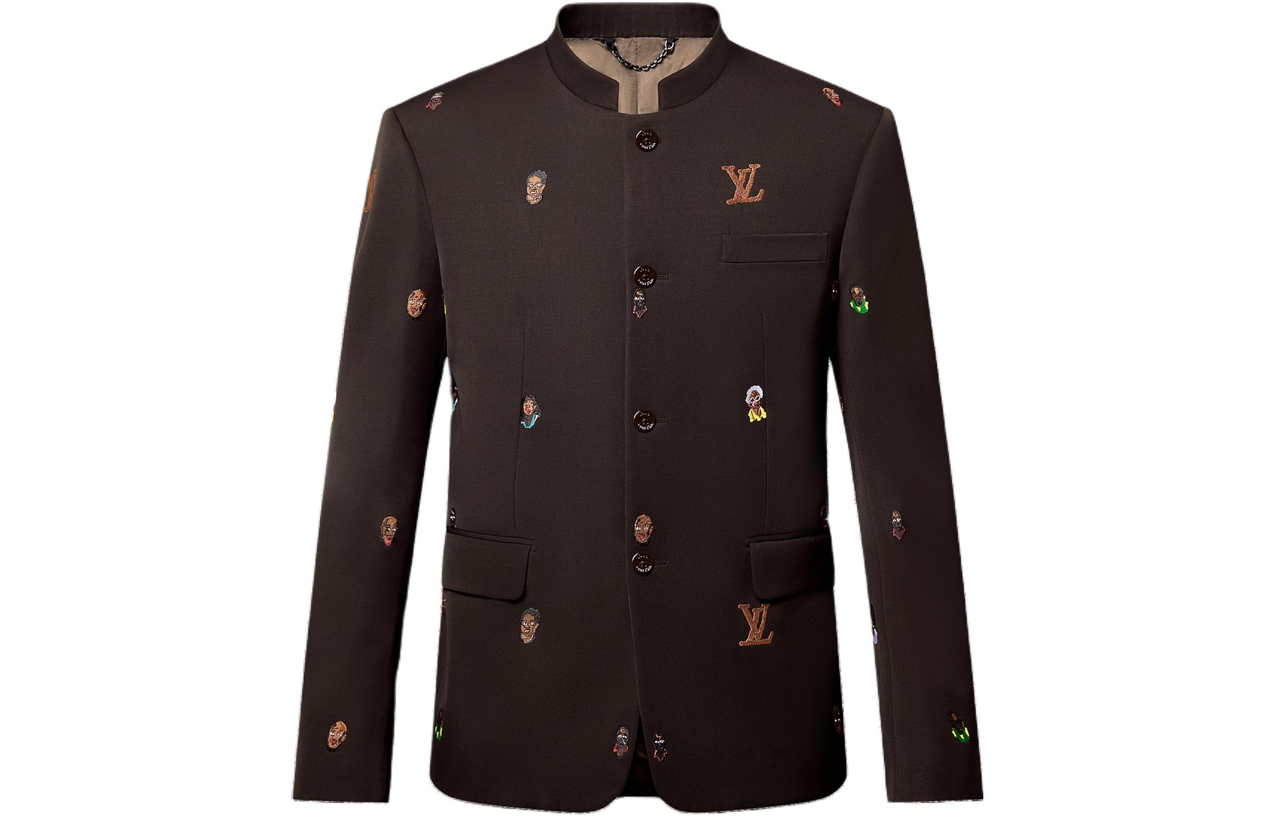 Louis Vuitton SS24 Brown Embroidered Pattern Single-Breasted Jacket 1AFIC9