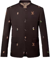 Louis Vuitton SS24 Brown Embroidered Pattern Single-Breasted Jacket 1AFIC9 Louis Vuitton SS24 Brown Embroidered Pattern Single-Breasted Jacket 1AFIC9