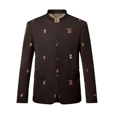 Louis Vuitton SS24 Brown Embroidered Pattern Single-Breasted Jacket 1AFIC9