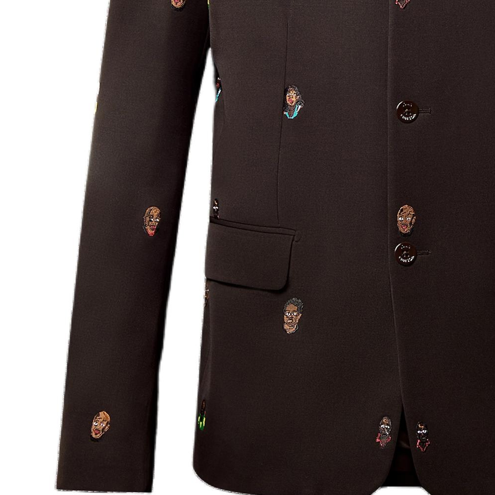 Details for Louis Vuitton SS24 Coklat Jaket Corak Sulam Single-Breasted 1AFIC9