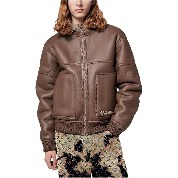 Louis Vuitton SS24 Brown Reversible Shearling Hooded Zip Jacket 1AFAIM