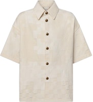 LOUIS VUITTON SS24 Check Embroidery Loose Fit Short Sleeve Shirt Beige Men 1AFQZJ LOUIS VUITTON SS24 Check Embroidery Loose Fit Short Sleeve Shirt Beige Men 1AFQZJ