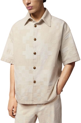 ルイヴィトン SS24 チェック刺繍 ルーズフィット 半袖シャツ ベージュ メンズ 1AFQZJ Purchase ルイヴィトン SS24 チェック刺繍 ルーズフィット 半袖シャツ ベージュ メンズ 1AFQZJ