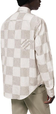 루이비통 SS24 체크 로고 프린트 스퀘어넥 긴팔 셔츠 그레이 남성 1AFJDD Purchase 루이비통 SS24 체크 로고 프린트 스퀘어넥 긴팔 셔츠 그레이 남성 1AFJDD