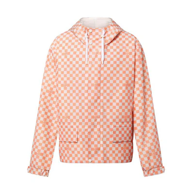 LOUIS VUITTON SS24 Checkered Loose Fit Hooded Zip Jacket Orange 1AFHVX