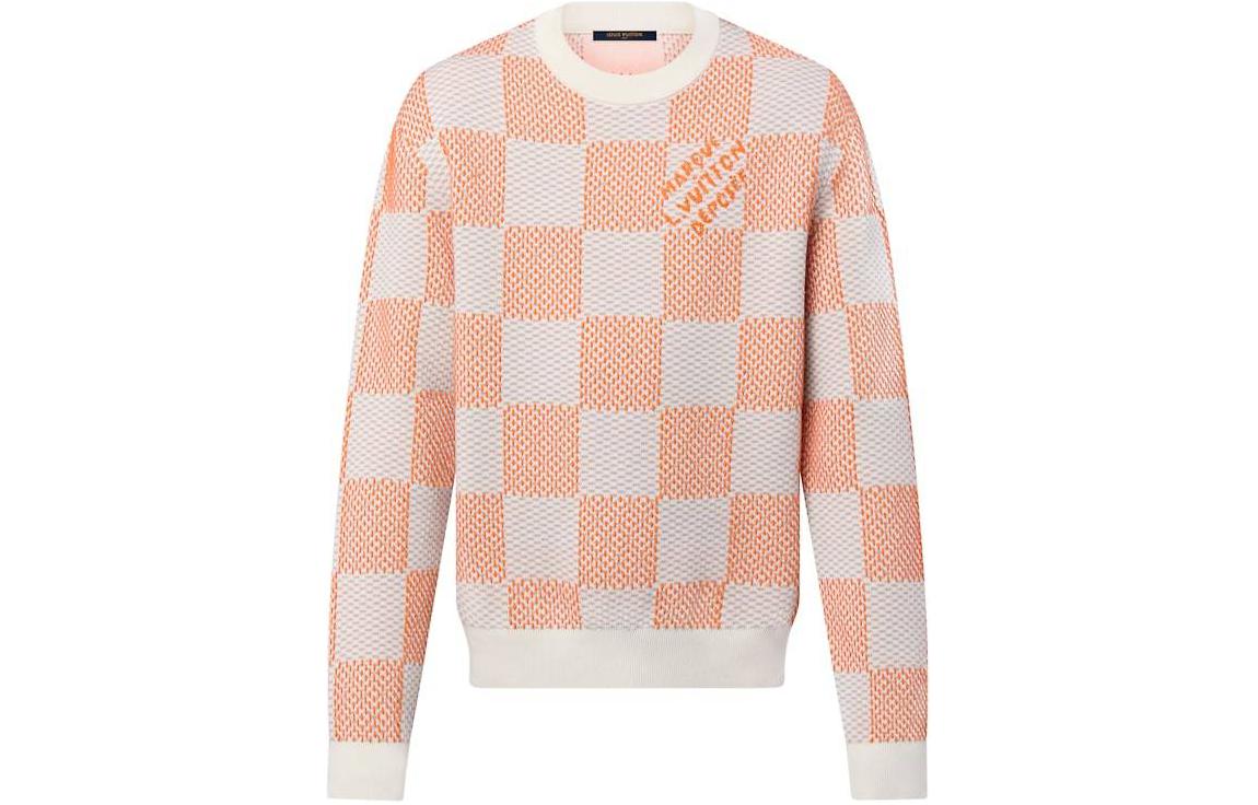 LOUIS VUITTON SS24 Checkered Monogram Knit Crewneck Long Sleeve Sweater Multi Men 1AFIWR
