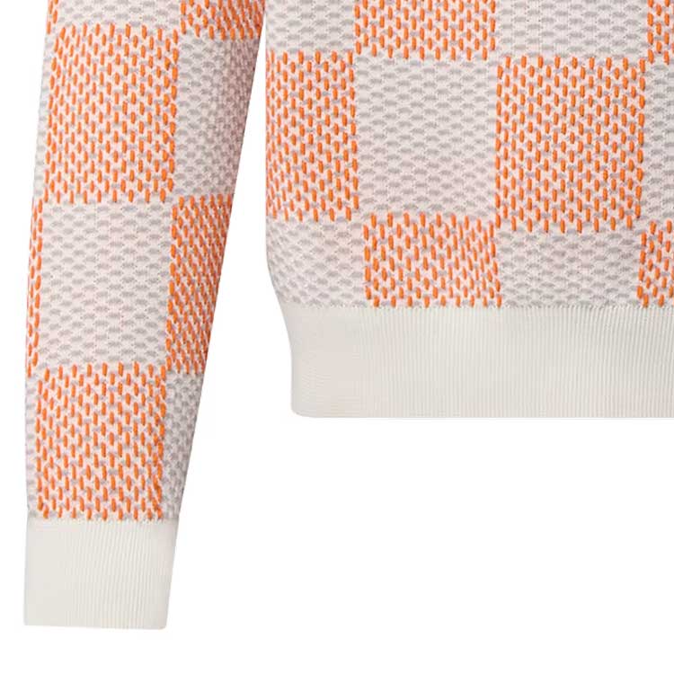Sizing LOUIS VUITTON SS24 Sweater Lelaki Monogram Kotak-Kotak Lengan Panjang Multi. 1AFIWR