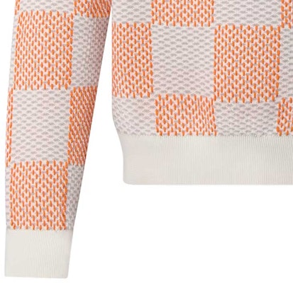 LOUIS VUITTON SS24 Sweater Lelaki Monogram Kotak-Kotak Lengan Panjang Multi. 1AFIWR Sizing LOUIS VUITTON SS24 Sweater Lelaki Monogram Kotak-Kotak Lengan Panjang Multi. 1AFIWR