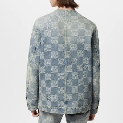 LOUIS VUITTON SS24 Jaket Denim Cetak Kotak Biru Lengan Panjang 1AFHU5 Shop LOUIS VUITTON SS24 Jaket Denim Cetak Kotak Biru Lengan Panjang 1AFHU5