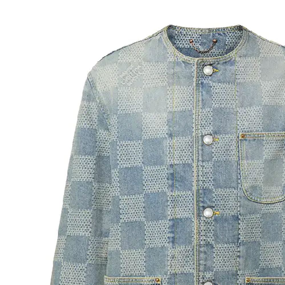 Details for LOUIS VUITTON SS24 格紋印花藍色長袖牛仔外套 1AFHU5