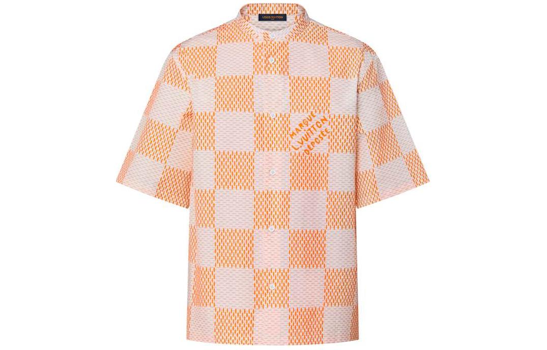 Order LOUIS VUITTON SS24 Checkered Print Short Sleeve Shirt Orange (). 1AFJCG