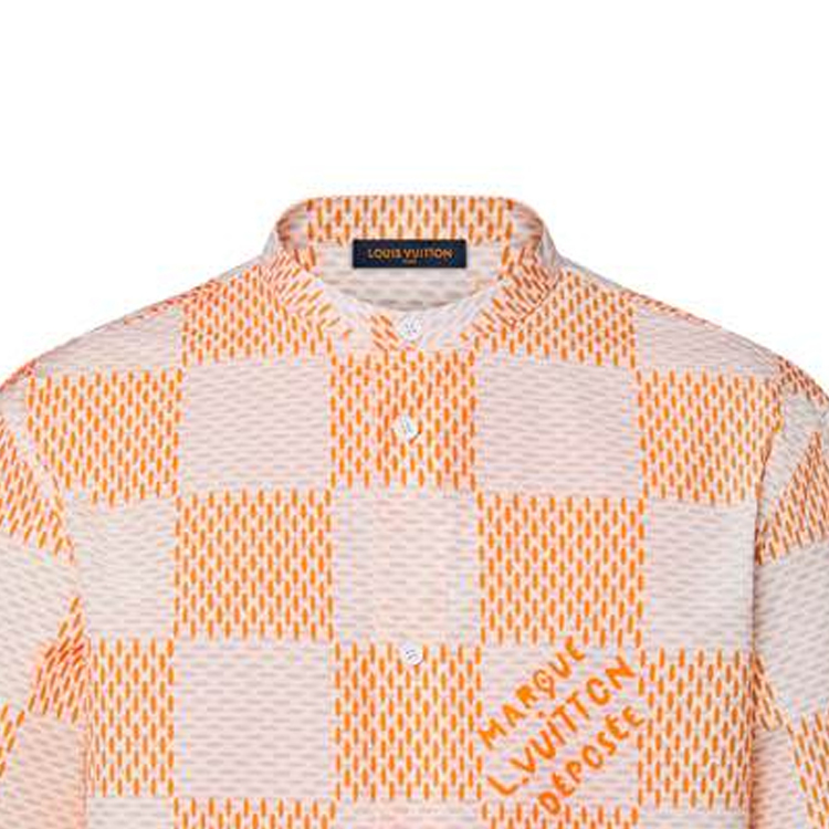 Sizing LOUIS VUITTON SS24 Checkered Print Short Sleeve Shirt Orange (). 1AFJCG
