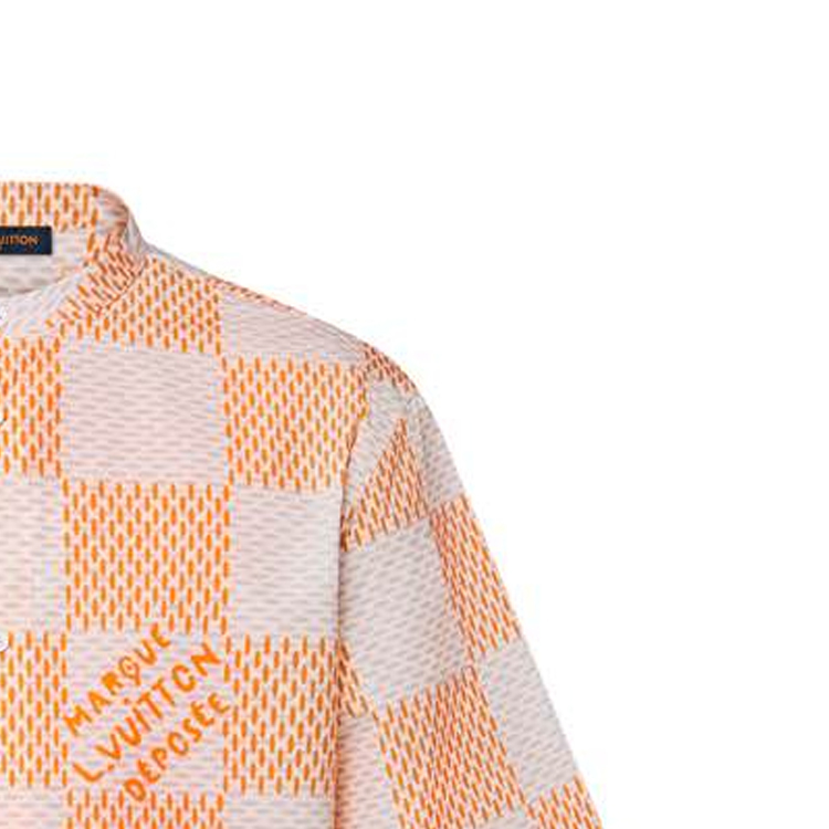 Cheap LOUIS VUITTON SS24 Checkered Print Short Sleeve Shirt Orange (). 1AFJCG