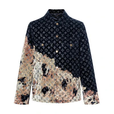 Louis Vuitton SS24 Cloud Print Collar Button Denim Jacket Multicolor Men’s Casual 1AF761