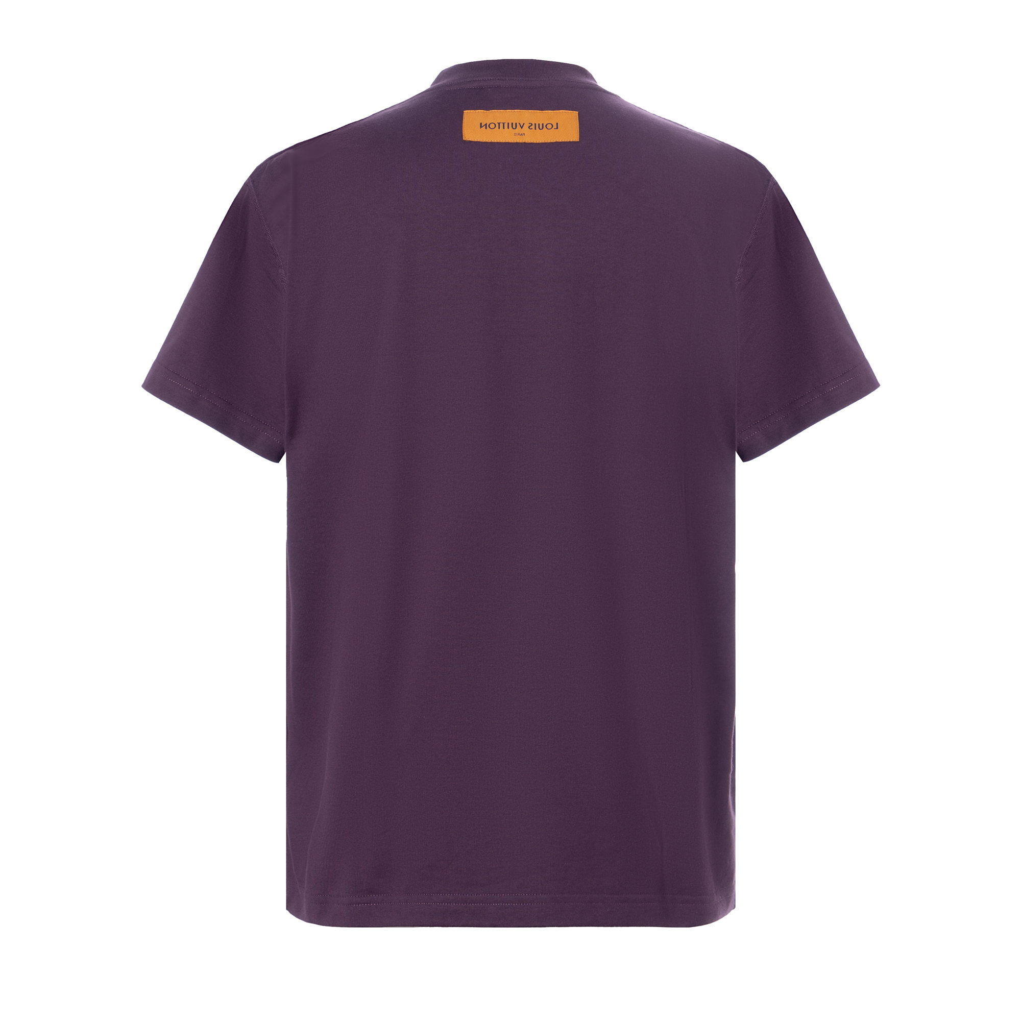 Shop 루이비통 SS24 엠보싱 로고 퍼플 반팔 티셔츠 남성용 1AF682