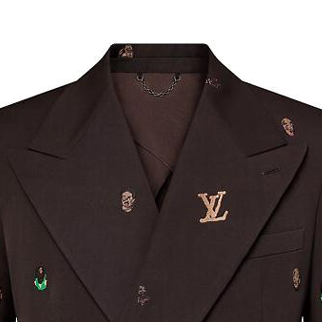 Shop LOUIS VUITTON SS24 Embroidered Logo Double-Breasted Blazer Brown  Jacket 1AFIDI