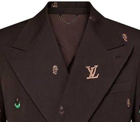 LOUIS VUITTON SS24 Embroidered Logo Double-Breasted Blazer Brown Jacket 1AFIDI Shop LOUIS VUITTON SS24 Embroidered Logo Double-Breasted Blazer Brown Jacket 1AFIDI