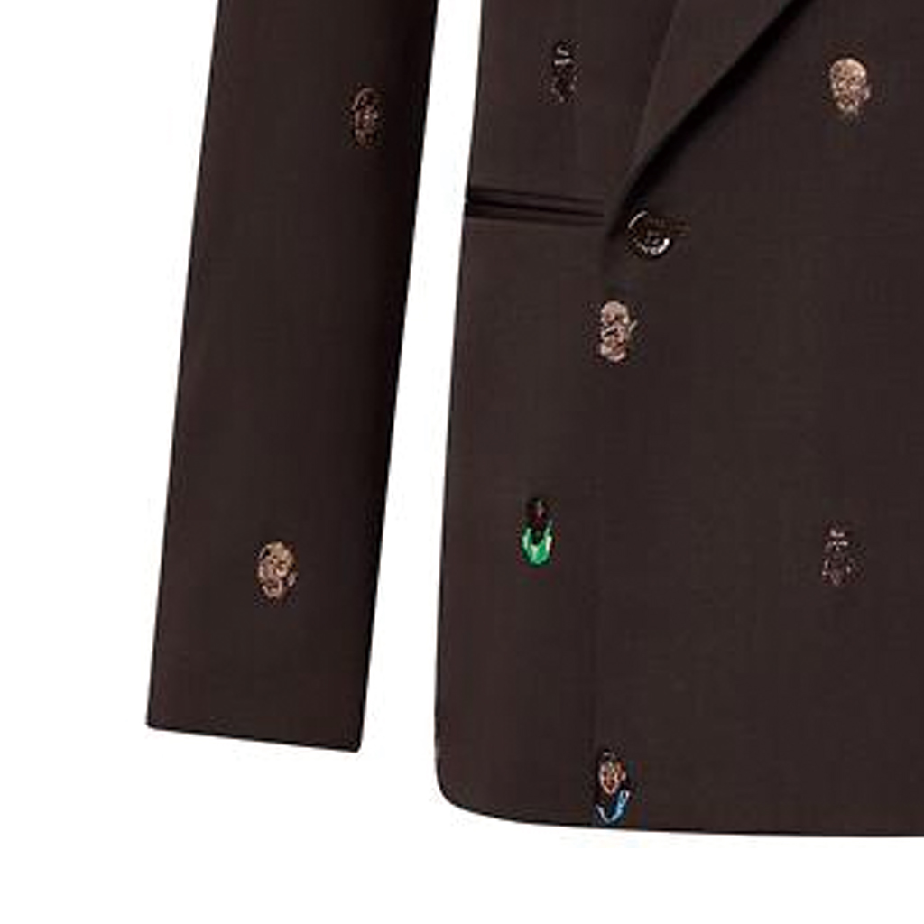 Sizing LOUIS VUITTON SS24 Embroidered Logo Double-Breasted Blazer Brown  Jacket 1AFIDI