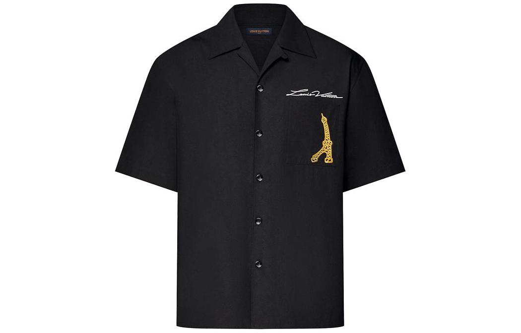Order LOUIS VUITTON SS24 Embroidered Monogram Short Sleeve Shirt Black Men 1AFJHR