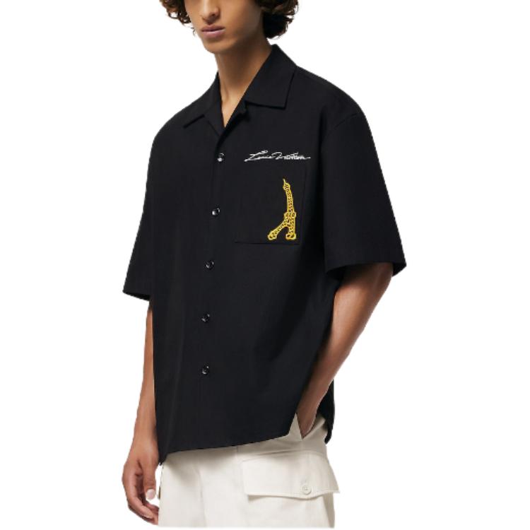 Shop LOUIS VUITTON SS24 Embroidered Monogram Short Sleeve Shirt Black Men 1AFJHR