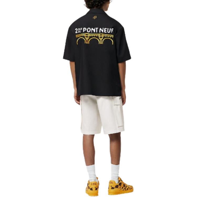 Purchase LOUIS VUITTON SS24 Embroidered Monogram Short Sleeve Shirt Black Men 1AFJHR