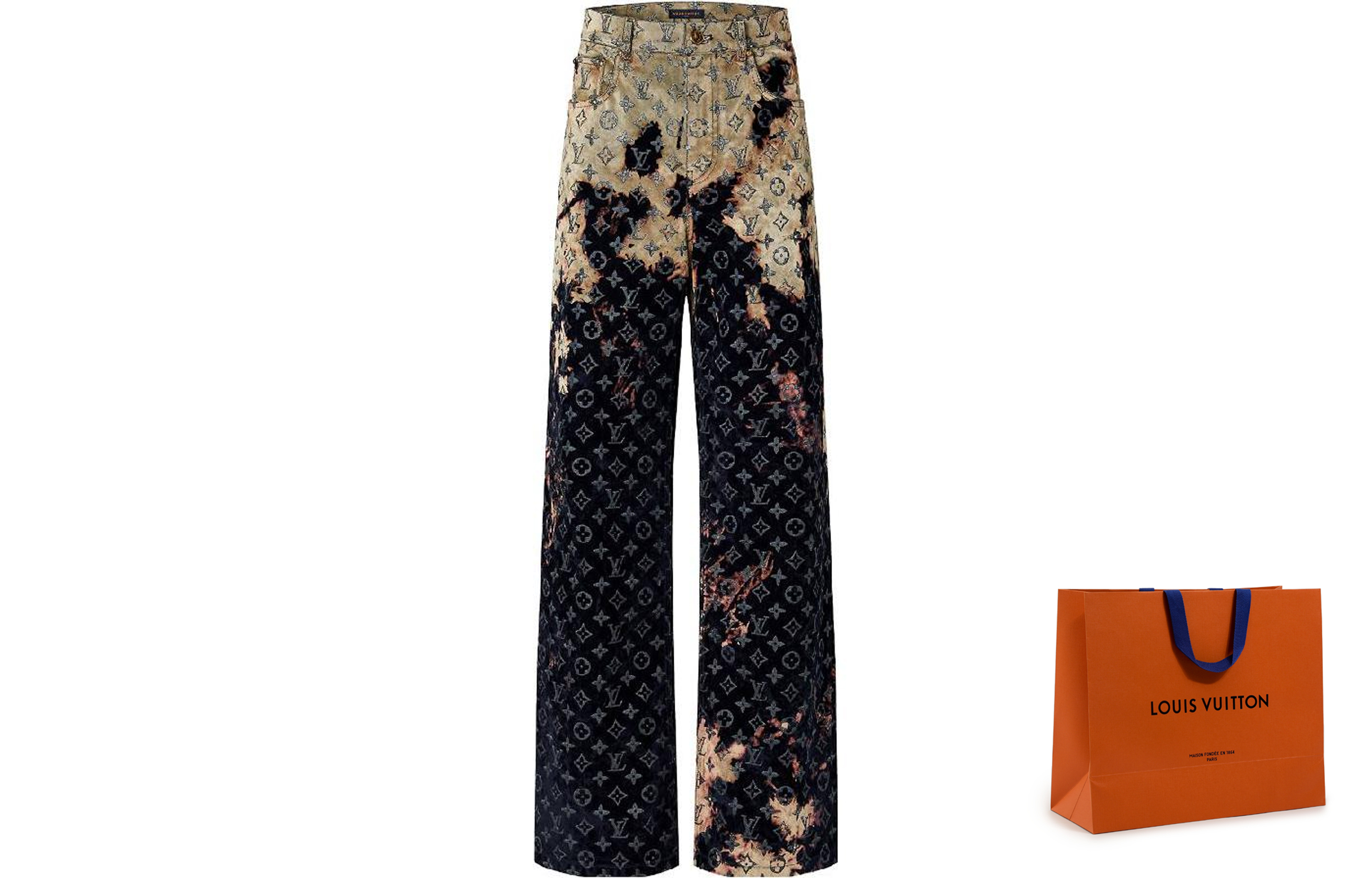 Cheap 路易威登 SS24 漸層日落雲圖寬鬆版牛仔褲 男款 多色 1AFACI