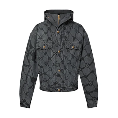 LOUIS VUITTON SS24 Floral Logo Zip-Up Hoodie Grey 1AFQBK